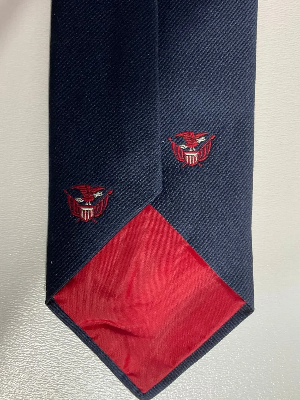 Razor Mens Navy Blue Tie with Patriotic Eagle USA Embroidered Pattern